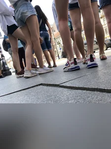 Group of Candid Girls in Mini Shorts With Amazing Legs Crossing a Street Creepshots Gallery