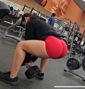 PHATTT Ass Squatting in Red Tight Spandex (GIF at end)