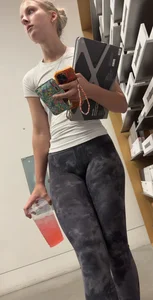 Cute college blonde frontal in tight lulu lemon leggings
