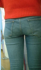 Flat Booty in Blue Jeans Closeup Creepshot