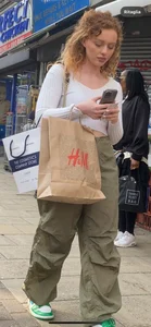 Jiggly round ass of a blonde beauty in cargo pants + Face shots