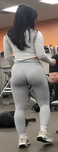 Petite Asian Hottie Gym Trainer In Gray Tights with Incredible Ass
