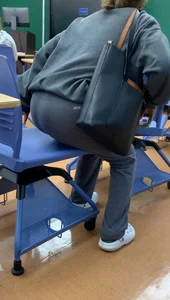 Tight booty with vpl sitting down and standing up for the camera