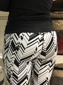 Black and white patterned leggings booty on cute girl at Target
