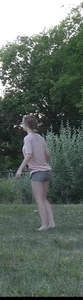 Nerdy blonde teen plays in tight short shorts