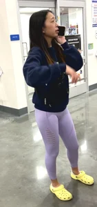 asian tight ass in purple yoga pants creeped