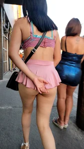 Extra short skirt showing sweet ass cheeks