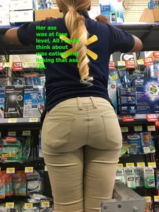 Ebony Walmart employee in tight jeans with a big booty