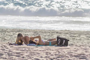 San Diego beach various sexy girls in bikinis