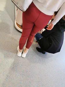Nice ass in tight red leggings shopping