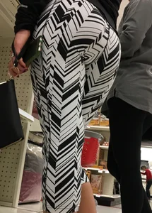 Black and white patterned leggings booty on cute girl at Target