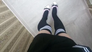 Cute Legs in Knee-socks and Flats Home Selfie