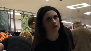 Cute brunette shopping with a nice ass in tight grey shorts with a wedgie