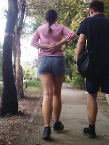 Girl in Denim Shorts Park Creepshot