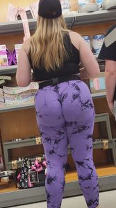Thick Dirty Blonde Pawg in Purple Leggings (Major Wedgie + BEND)