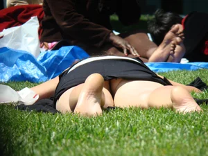 Bunch of sexy girls upskirted at parks showing their panties and asses