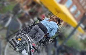 She cared about her bike, I did about her ass (sexy leggings)