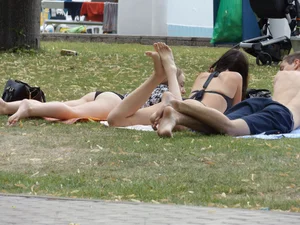 Two candids on swimming pool