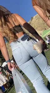Hot college girl squeezed into those jeans