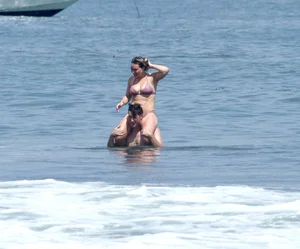 Hilary Duff in purple bikini in Malibu with a great ass and hard nipples