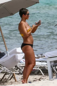 Frankie Bridge nip slips in a bikini on the beach