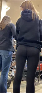 Teen wearing Leggings in Grocery store