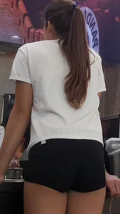 Volleyball teen in black short short spandex OC