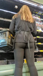 Blonde whole foods babe with a yoga wedgie