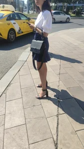 Very Hot Candid Girl in a Skirt on High Heels Street Creepshot