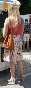 Blonde in a Skirt and High Heeled Sandals on the Street Creepshots Gallery