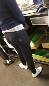 Co-Worker in Tight black pants/yoga