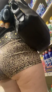TINY animal print shorts. Cheeks out! (OC)