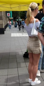 Candid Girl in a Top, Shorts And Sneakers on the Street Creepshots Gallery