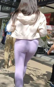 Cute teen in lilac leggings