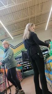 Blonde whole foods babe with a yoga wedgie