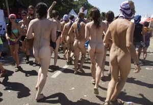 Incredible high res collection of wet and dry, dressed and naked girls at a public event