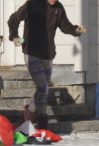 Hot teen neighbor again in tight see thru leggings with pink panties