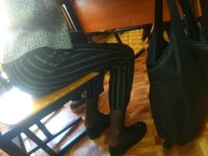 Candid teens' legs and feet in pantyhose closeups in college class
