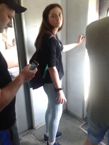 Cute Girl in Tight Jeans Train Candid