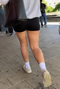 Spandex teen in train