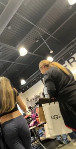 Small but round in leggings with VPL in clothing store (OC)