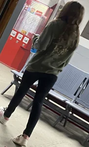 Cute college teen wearing leggigns