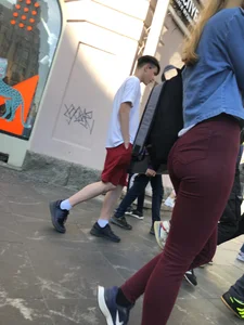 Perfect Ass And Fit Legs in Tight Red Jeans Street Crosswalk Creepshots Gallery