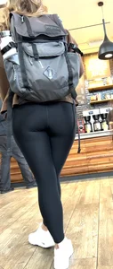 True Pawg in yoga pants and upshot at coffee line