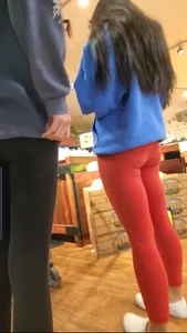 Super Cute Asian Teen Red Spandex Wedgie