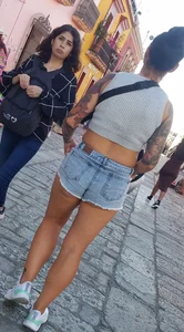 Nice legs and a little peach showing, shorts