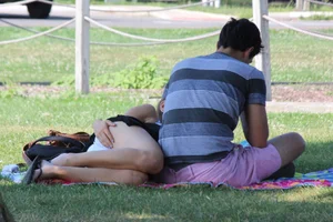 Cutie at the park upskirted showing her white panties
