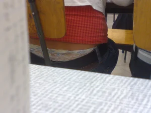 Closeup of Whale Tail Lace Panties of a College Girl Sitting in Class