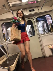 Tall Girl in Red Shorts With Long Hot Legs Subway and Street Creepshots Gallery