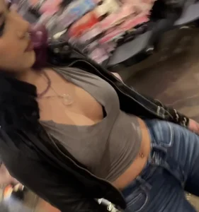 Amazing goth teen with her tits out